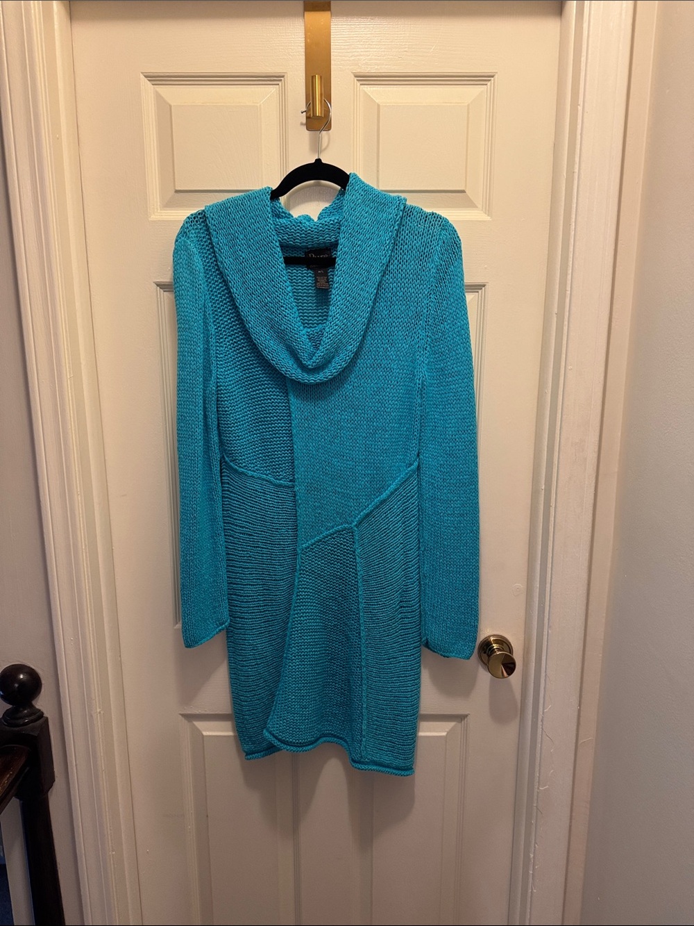Pur Teal Cowl Neck Knit Tunic